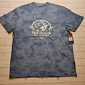 True Religion Men's Size XXL Bluestone Tie Dye Buddha Foil Crew Neck Tee $69 NWT - Picture 1 of 3
