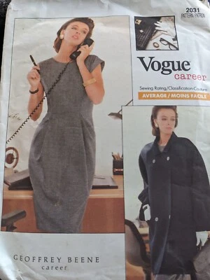 Vogue Pattern 2031 Career Geoffrey Beene Jacket & Dress Size 12 14 16 Uncut - Image 1 of 3