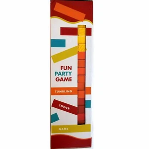 Tumbling Tower Game, 54 Wooden Blocks Yellow Orange & Red 3"x.5"x.5" Party Game - Picture 1 of 4