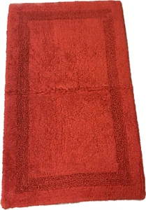 Red Border 100% Cotton Bath Mat Rug Not Quite Perfect Cheap And Cheerful - Picture 1 of 1