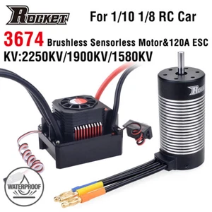 Rocket 3674 Brushless Motor 2250KV 1900KV 1580KV 120A ESC für 1/8 1/10 RC Car - Bild 1 von 15