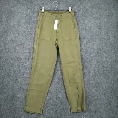 NUEVO J Crew Pantalones Mujer 00 Verde Cremallera Mar Carga Pierna Recta Pantalones Foto 1 de 4