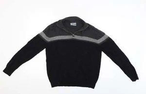 TU Mens Black Collared Cotton Blend Jumper Size S - Picture 1 of 12