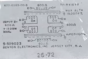 Kenyon S-509023 Trasformatore audio 600 Ω / 600 Ω - Foto 1 di 7