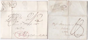 1825/35 2 x FRAMED HOLBORN HILL PMK LETTERS JAMES SOUTON & SAMUEL SHARP LONDON - Picture 1 of 2