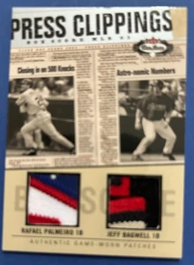 2003 Fleer Box Score "Press Clippings" Dual Patch Palmeiro/Bagwell 033/150 - Picture 1 of 2
