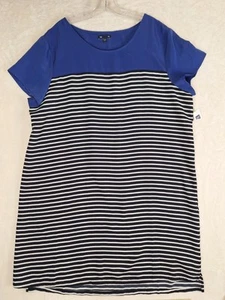 Abito donna Gap XXL Shift a righe blu e bianco colorblock leggero 2XL nuovo con etichette - Foto 1 di 11