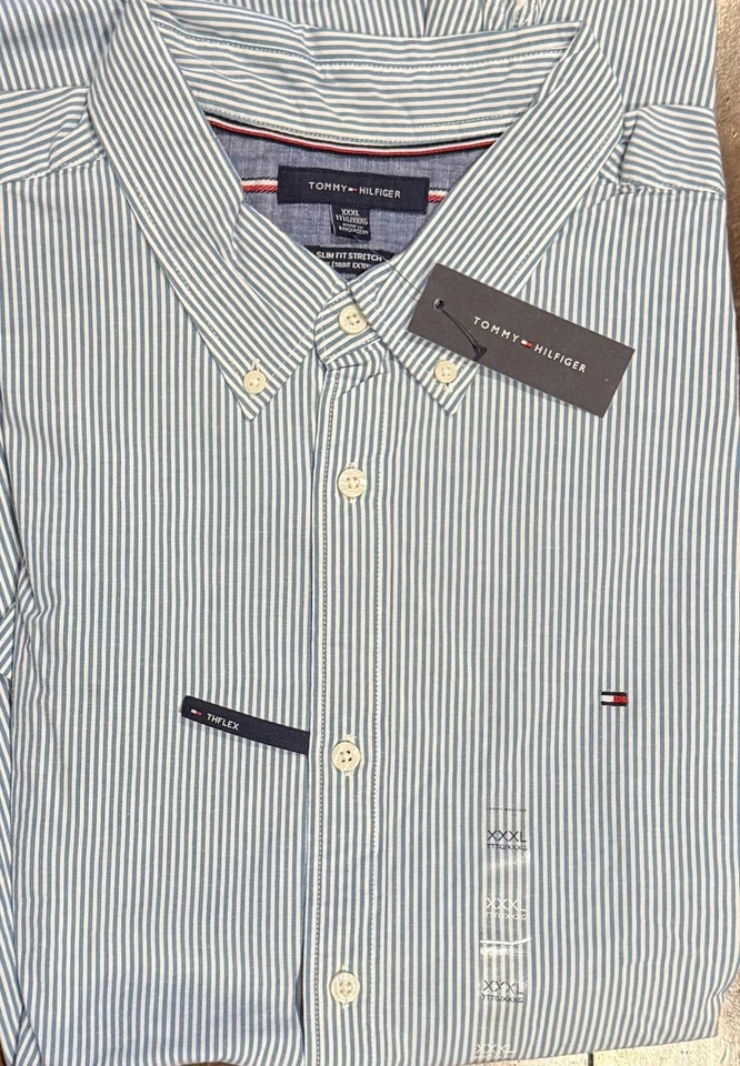 Camisa Tommy Hilfiger Manga Corta Rayas Talla XXXL Calce Ajustado Elastizada Nueva con Etiquetas Foto 1 de 1