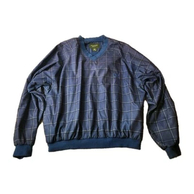 Винтажный DOCKERS гольф ветровка куртка мужская M синий клетчатый узор - Изображение 1 из 4