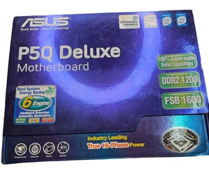ASUS P5Q Deluxe LGA775 Mainboard Komplett Box DDR2 P45 Chipsatz ungetestet - Bild 1 von 6