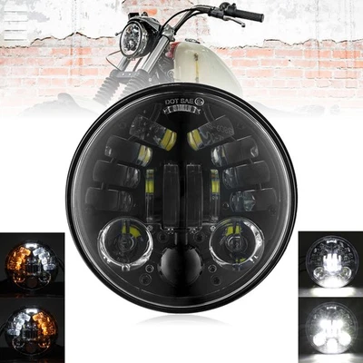 5-3/4 英寸 5.75 英寸 LED 车头灯 Hi/Lo DRL 适用于 Harley Davidson Sportster XL 1200 883 — 第 1/4 张图片