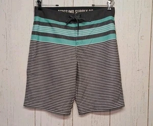 Mossimo Supply Co men size 32 Swimming Trunk Stripes Gray Green board shorts - Picture 1 of 9