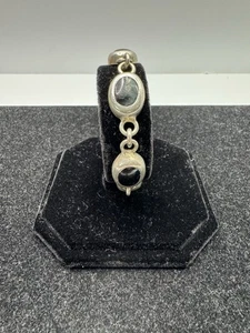 Vintage Mexico 925 Sterling Silber Armband schwarzer Onyx - Bild 1 von 6