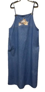 VTG The Quacker Factory Jean Jumper Dress Embroidered Cats 20W Southwestern W2K - Picture 1 of 5