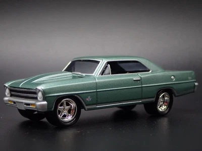 1967 67 Chevy Chevrolet Nova Ss Verde Raro 1:64 Diorama Scala Modellino Auto - Immagine 1 di 4