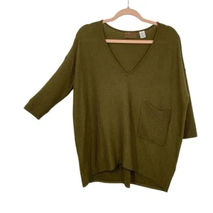 Kerisma Raven Top Sweater Women Over Size S/M Olive Green V Neck Pullover - Picture 1 of 8