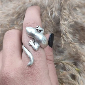 Anello geco argento sterling rivestito argento antico anello geco anello animale - Foto 1 di 15