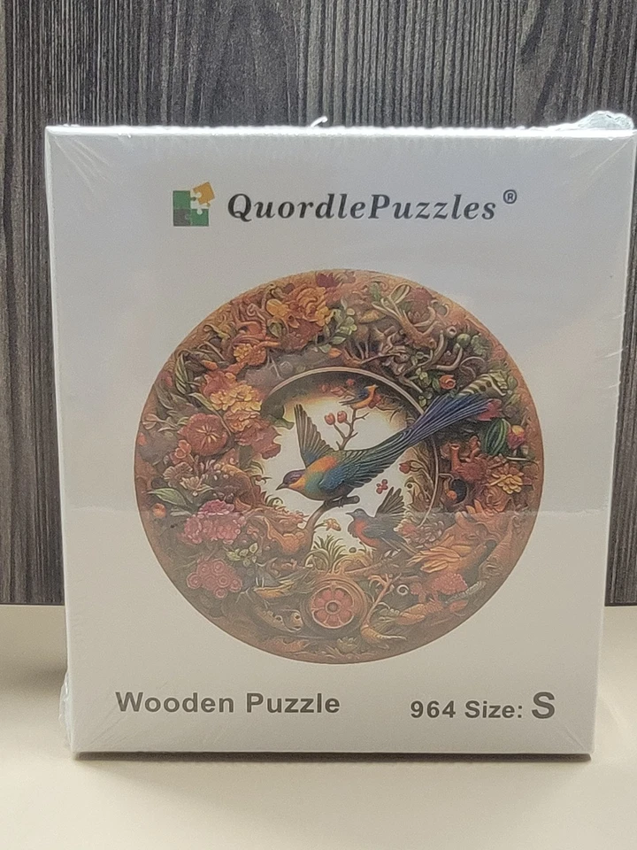 Rompecabezas de madera Quordle: pájaro y flor - pequeño (sellado de fábrica) Foto 1 de 1