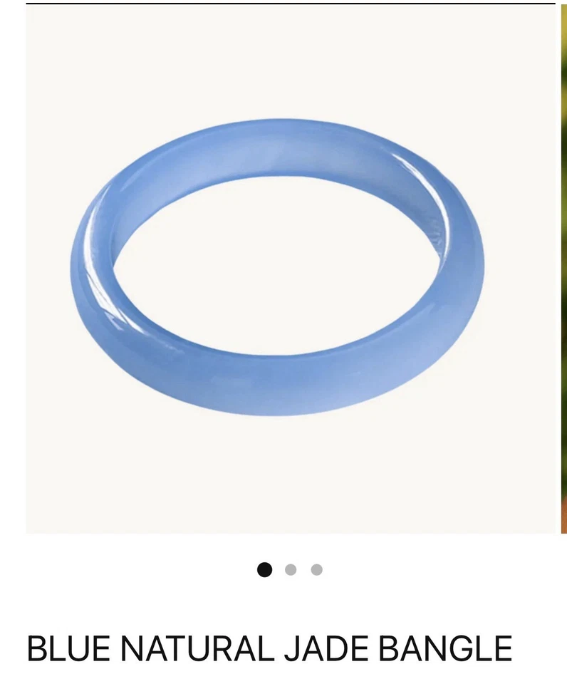 Natural Light Blue Jade Round Gemstone Bangle Bracelet 56-64mm Fashion Jewelry - Image 1 of 4