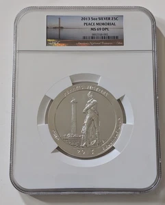 2013 5 OUNCES SILVER 25C PEACE MEMORIAL COIN NGC MS69 DPL SKU 3852558-002 - Picture 1 of 2