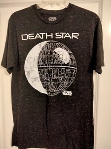 Mens Star Wars Death Star T-Shirt - Size M Black With White Flecks Throughout - Picture 1 of 3