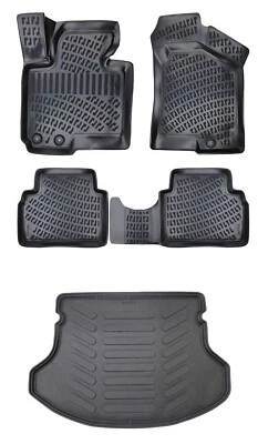 Floor Mats + Cargo Trunk Liner Fits Hyundai ix35 2010-2015 Waterproof Black SET - Imagem 1 de 4