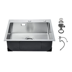 VEVOR 68cm Kitchen Sink Top Mount Single Bowl Drop-In Basin Stainless Steel Bar - Picture 1 of 12