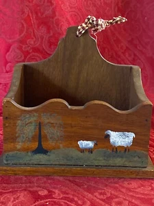 Cottage core country Wood Hand Painted sheep recipe box/mail - Picture 1 of 6