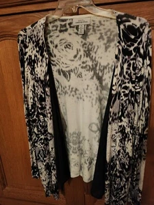 Womans Hampshire Studio Cardigan Size 1X Animal Print Long Sleeves Open Front - Picture 1 of 4