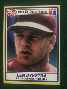 1991 Topps Post Cereal Baseball #8 OF 30 Len Dykstra The Collectors Series