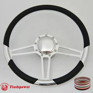 Volante Billet Pulido 15.5" Negro Envoltura Completa Firebird Chevy - Imagen 1 de 8