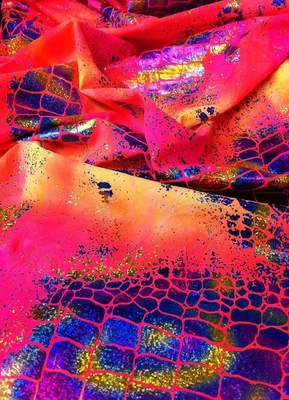 60" Wide Holographic Foil Reptile Pattern on Crease Spandex Fabric by The Yard — 第 1/4 张图片