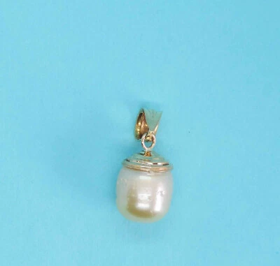 Pingente solitário feminino de pérola de água doce cultivada em ouro amarelo 14 quilates  - Imagem 1 de 3