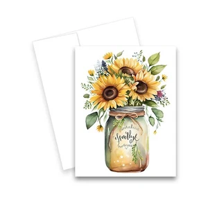 12 All Occasion Greeting Cards Blank w/ Envelopes, Stationery - Sunflower Cards - Picture 1 of 2