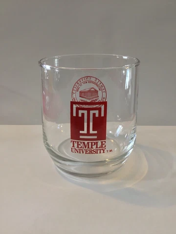 1 Vintage Temple University Clear Drinking Glass Tumbler NCAA College Glassware Cover