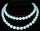 Faceted 6/8/10/12mm Natural White Opal Gemstone Round Beads Long Necklace 36''