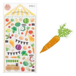 Midori Sticker Marché VEGETABLES Veggie Washi Tape Stickers  | 2363 - Picture 1 of 10
