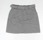 H&M Womens Grey Geometric Cotton A-Line Skirt Size 8 Zip - Houndstooth Pattern B