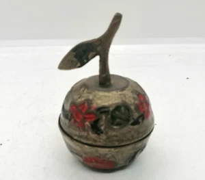 Vintage Cloisonne Enamel Brass Apple Art Deco Floral decor Trinket jewels Box - Picture 1 of 5
