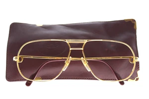 1970 Must de Cartier Eyeglasses Gold Frames 59-14-140 Leather Case France RARE! - Picture 1 of 21