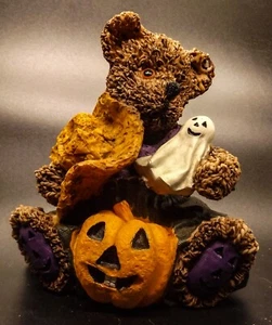 Figura de oso de peluche de Halloween con linterna Jack-O, fantasma y sombrero 5 1/2" de alto - Imagen 1 de 8