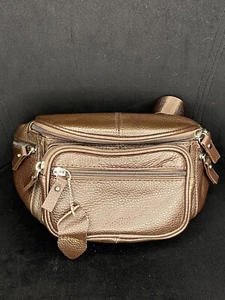 NABOB Genuine Leather Brown Pebbled Fanny Pack New Without Tags 6 Pocket - Picture 1 of 8