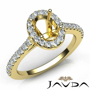 Anillo de compromiso de diamantes ovalados semi montura en forma de U de oro amarillo de 18 k de 0,5 quilates - Imagen 1 de 12