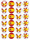 X24 SPANISH FLAG CUP CAKE TOPPERS BUTTERFLY & FLOWER THEME ON EDIBLE RICE PAPER