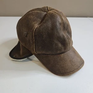 Ugg Australia Trapper Hat Brown Shearling Sheepskin Leather Fur Lined Flap L/XL  - Picture 1 of 14