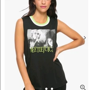 Beetlejuice Hot Topic schwarz & weiß Hochzeit Foto Muskel Tank Top Größe Small - Bild 1 von 4