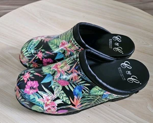 C And C Sweden Women's Classic Floral Open Back Nursing Clogs Size 38. - Picture 1 of 12