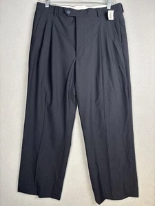 Stafford Pants Mens 34x32 Washable Wool Blend Pleated Classic Dress Trousers Vtg - Picture 1 of 15