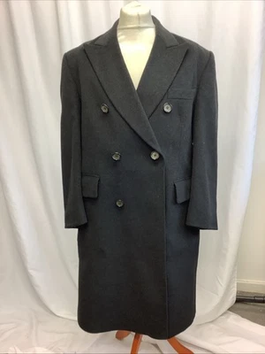 Men’s Gerald Stuart Black Wool Cashmere Button Front Over Long Coat Size XL - Image 1 of 4