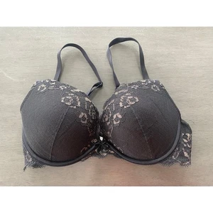 Ambrielle Women's Size 34D Bra Plunge Push Up Black Gold Lace Padded Underwire - Picture 1 of 4